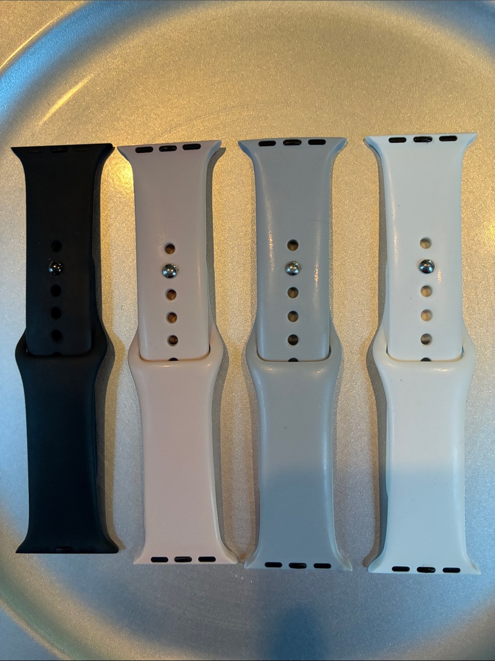 Apple Watch Bands Silicone Bundle of 4— Black, Pink, Gray, White Size 38-41mm - Picture 3 of 4